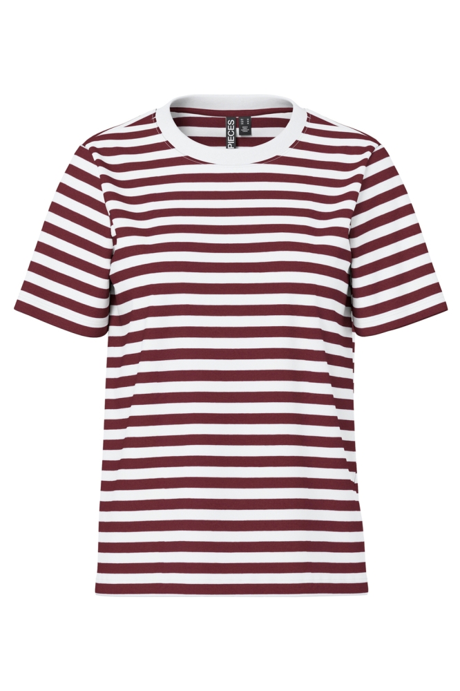 PCRIA SS TEE STRIPES JRS NOOS BC 17146339 Tawny Port/BRIGHT WHITE